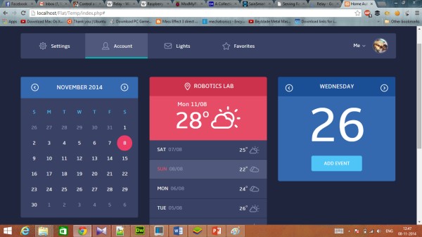 User Dashboard of Home Automation using Raspberry pi and IoT